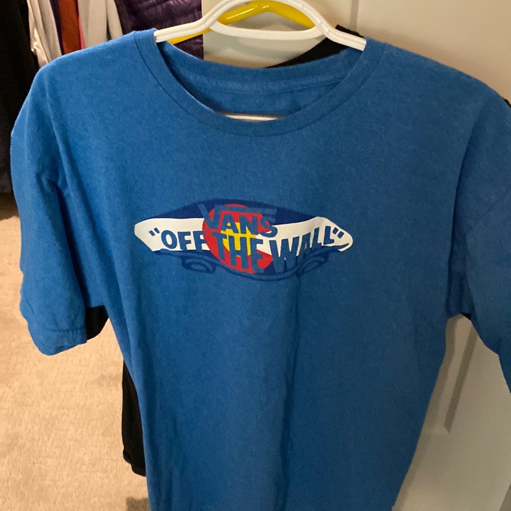 Vans blue large classic fit Colorado t shirt with skateboard logo